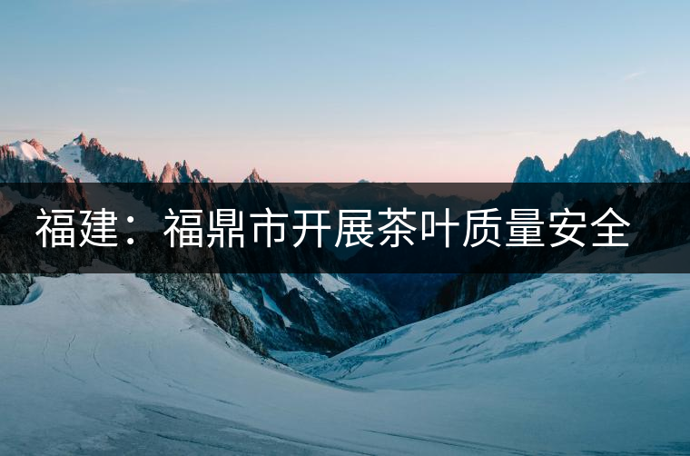 福建:福鼎市開展茶葉質(zhì)量安全專項執(zhí)法檢查 福建:福鼎市開展茶葉質(zhì)量安全專項執(zhí)法檢查