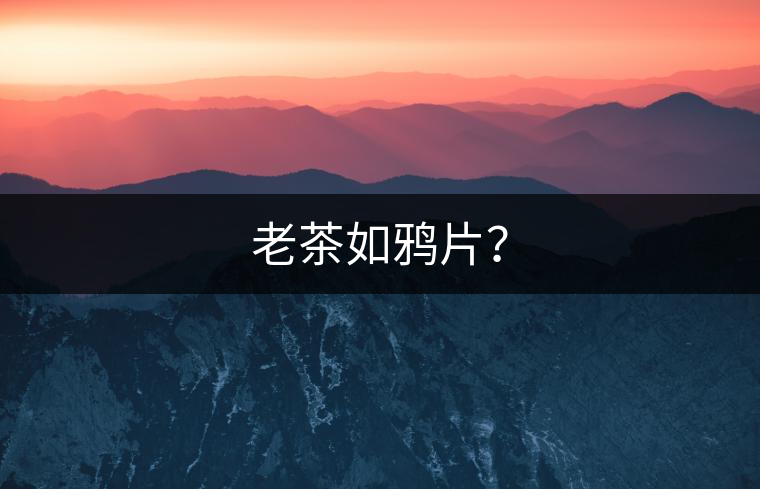 老茶如鴉片？