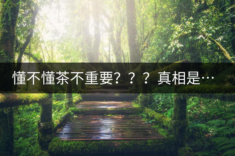 懂不懂茶不重要？？？真相是……