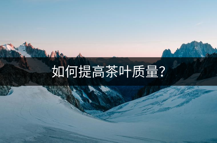 如何提高茶葉質(zhì)量？