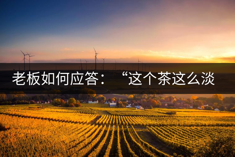 老板如何應(yīng)答：“這個(gè)茶這么淡，為什么值這個(gè)錢(qián)？”