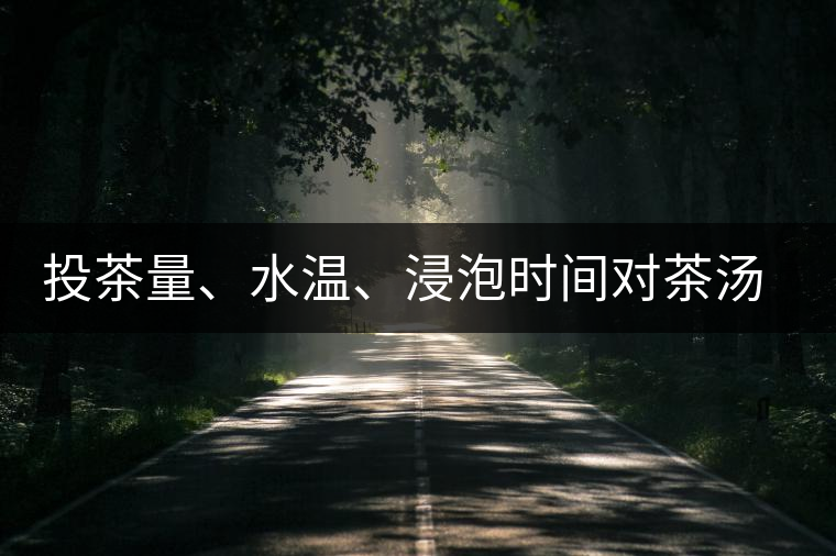 投茶量、水溫、浸泡時間對茶湯的影響