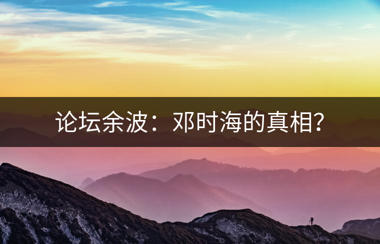 論壇余波：鄧時(shí)海的真相？