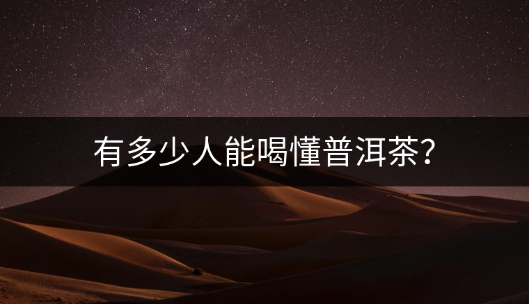 有多少人能喝懂普洱茶？