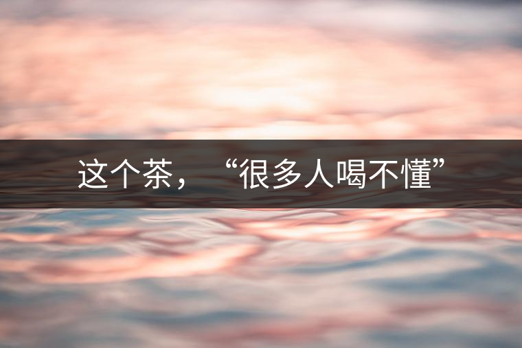 這個(gè)茶，“很多人喝不懂”