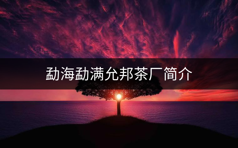 勐海勐滿(mǎn)允邦茶廠簡(jiǎn)介 勐海勐滿(mǎn)允邦茶廠簡(jiǎn)介