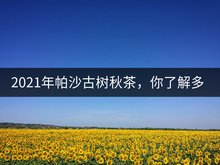 2021年帕沙古樹秋茶，你了解多少？