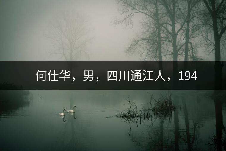 　　何仕華，男，四川通江人，1942年7月生，高級工程師、副研究員，曾任云南省高級工程師高評委委員，云南省老科協(xié)茶葉分會副會長，云南省普洱茶葉協(xié)會技術(shù)委員會副主任，云南省普洱茶研究中心研究員，獲覺農(nóng)勛章獎、老茶人貢獻獎，全國弘揚茶文化突出貢獻獎。